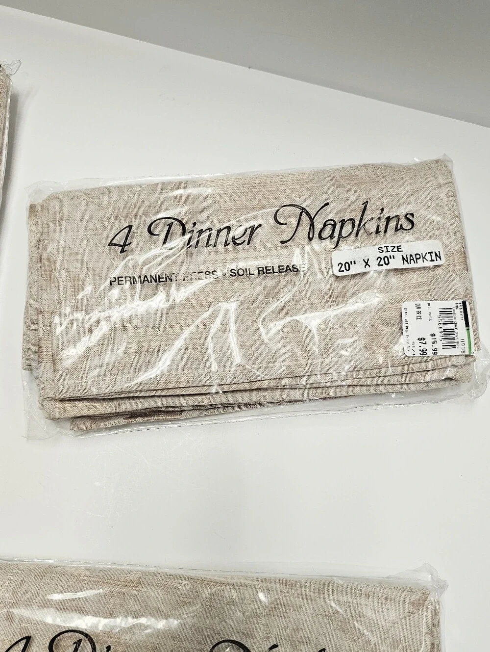 Bardwil Linens Beige Damask Dinner Napkins 20X20 Deadstock